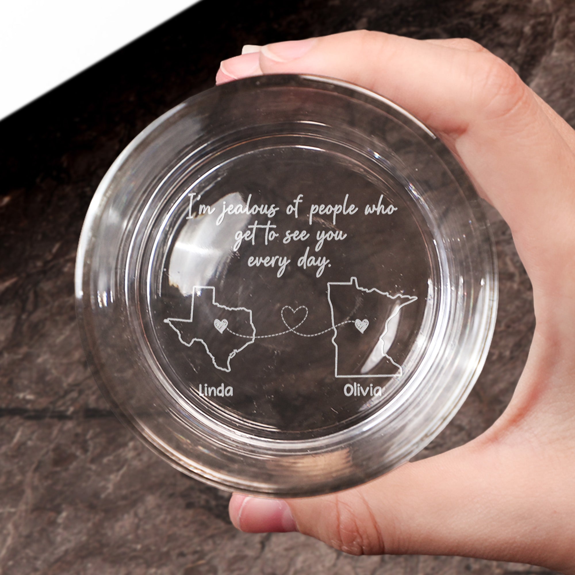 I’m Jealous Of People Who Get To See You Every Day - Long Distance Gift - Personalized Whiskey Glass 4