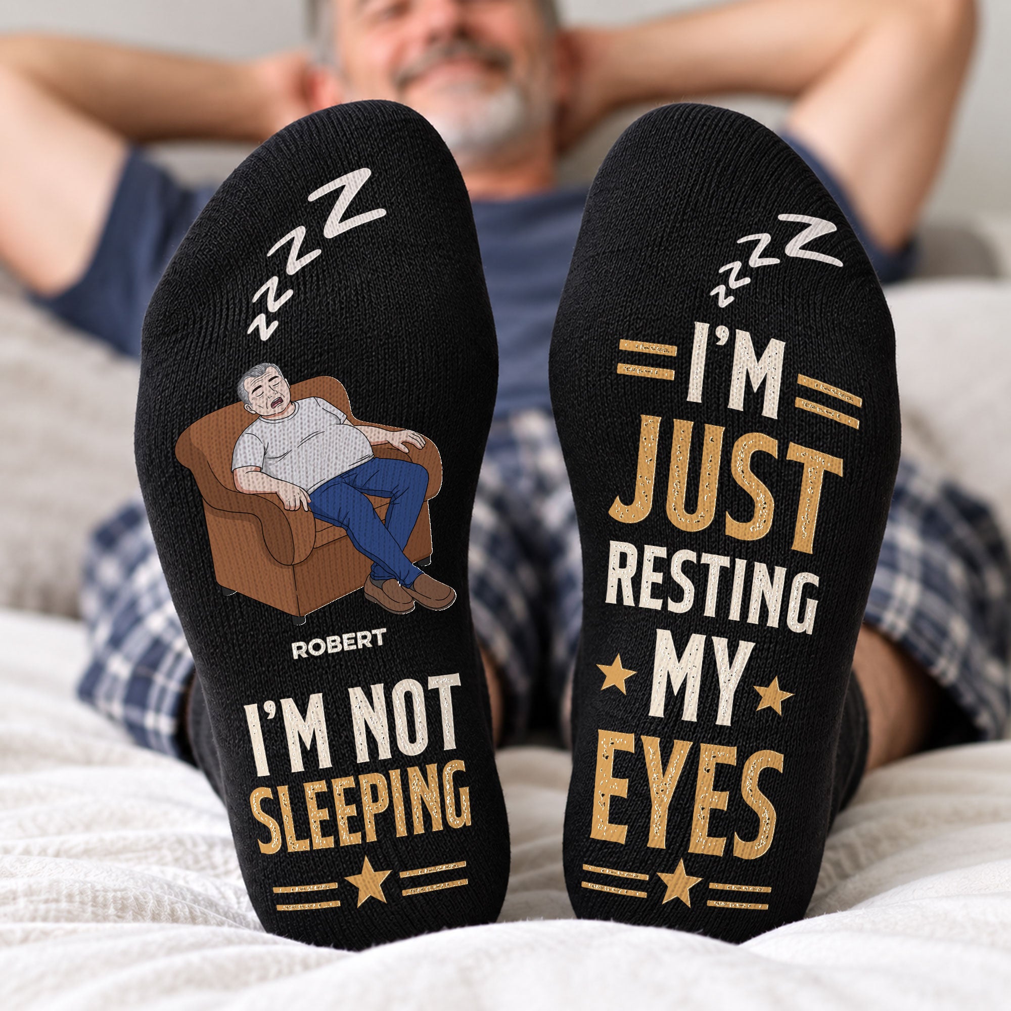 I’m Not Sleeping I’M Just Resting My Eyes - For Him, Husband, Dad, Grandpa - Personalized Socks 1