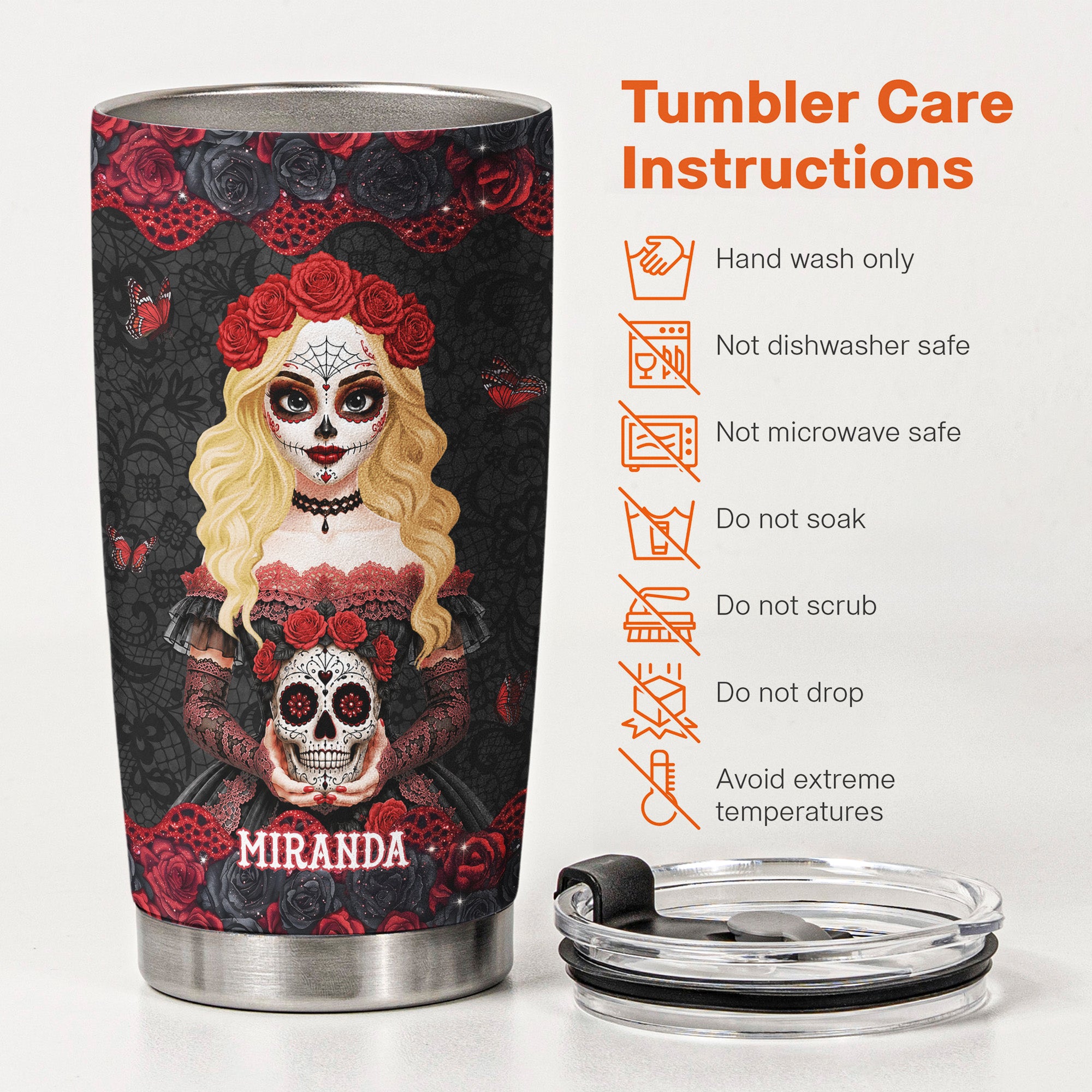I'm Not Sugar & Spice And Everything Nice Day Of The Dead - Personalized Tumbler 5