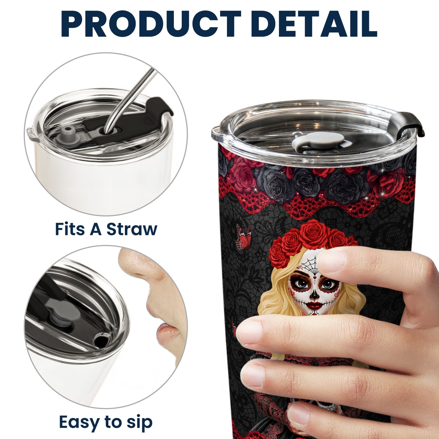I'm Not Sugar & Spice And Everything Nice Day Of The Dead - Personalized Tumbler 6