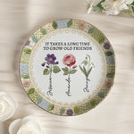 It Takes A Long Time Patchwork Birth Flower Print - Personalized Jewelry Dish 2