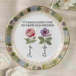 It Takes A Long Time Patchwork Birth Flower Print - Personalized Jewelry Dish 5
