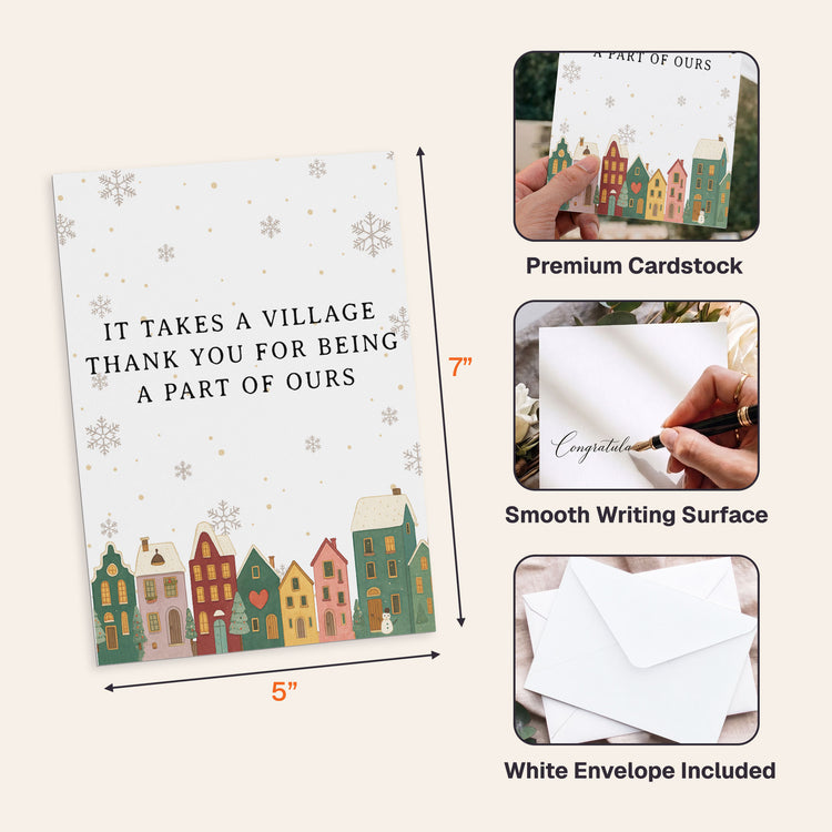 It Takes A Village Thank You Gift For Teacher Appreciation, Coworkers, Boss, Team - Personalized Cards 5