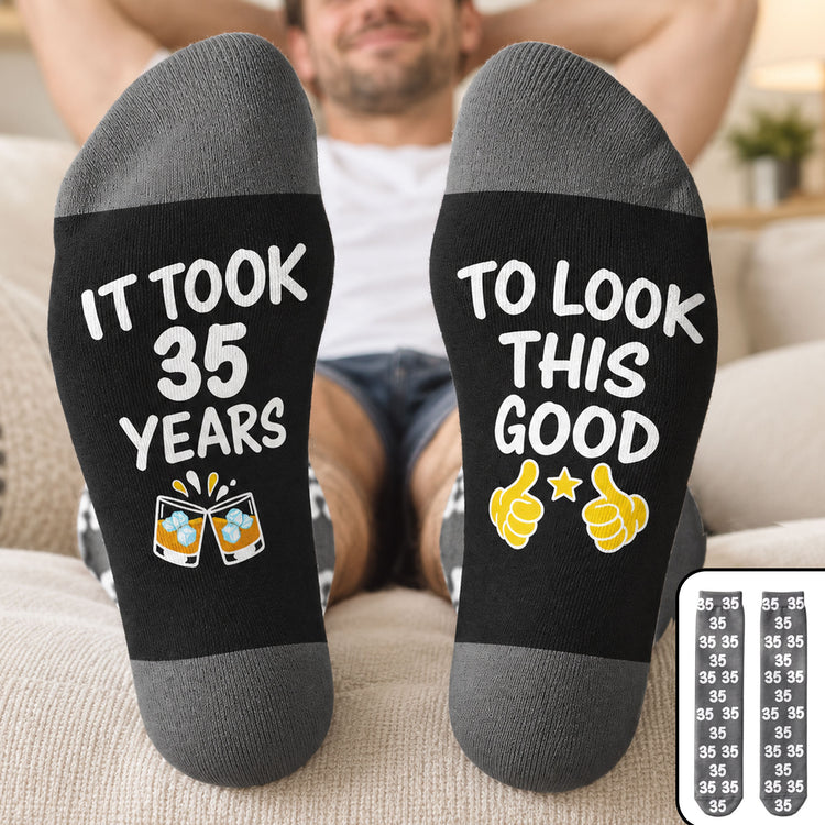 It'S Took Years To Look This Good Birthday Gift For Him Husband Dad Grandpa - Personalized Socks 1