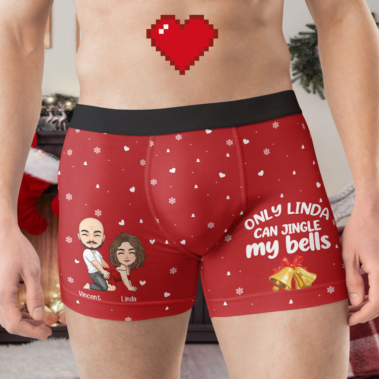 Jingle My Bells Naughty Couple Custom Christmas Gifts For Husband, BF - Personalized Men's Boxer Briefs 1