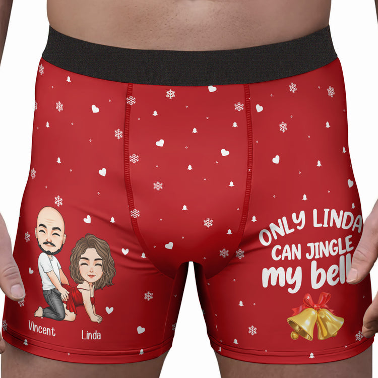 Jingle My Bells Naughty Couple Custom Christmas Gifts For Husband, BF - Personalized Men's Boxer Briefs 2