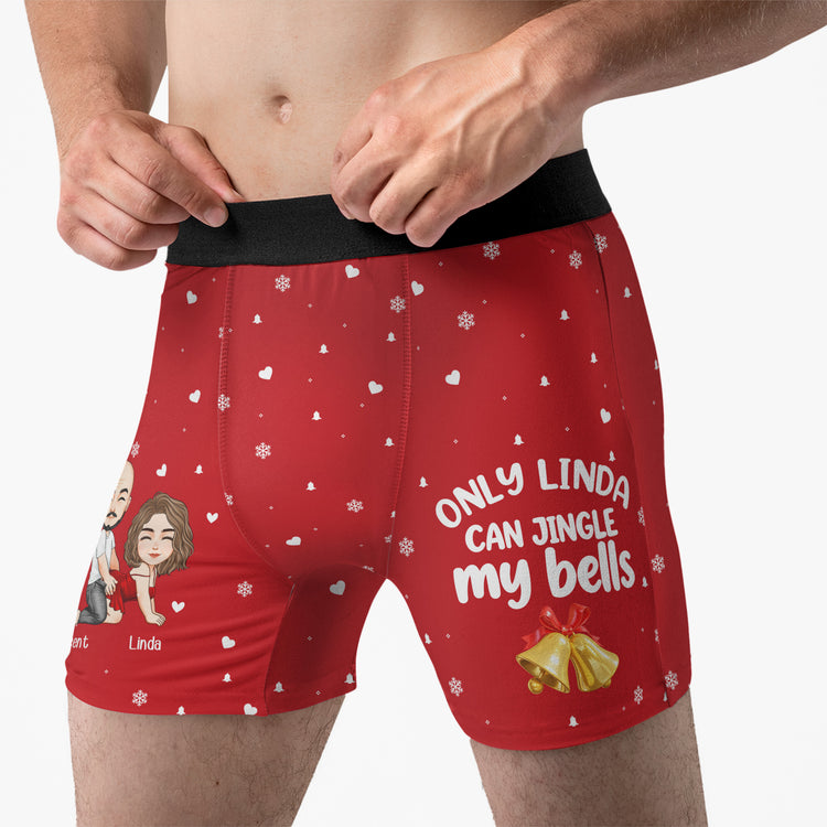Jingle My Bells Naughty Couple Custom Christmas Gifts For Husband, BF - Personalized Men's Boxer Briefs 3