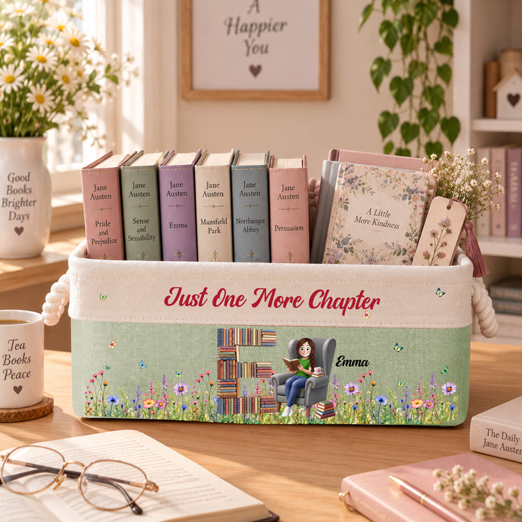 Just A Girl Who Loves Books Gift For Book Lover, Bookworm - Personalized Storage Basket 2