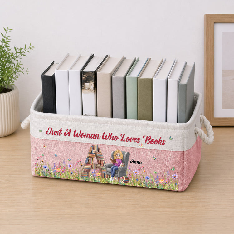 Just A Girl Who Loves Books Gift For Book Lover, Bookworm - Personalized Storage Basket 4