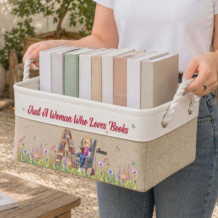 Just A Girl Who Loves Books Gift For Book Lover, Bookworm - Personalized Storage Basket 5