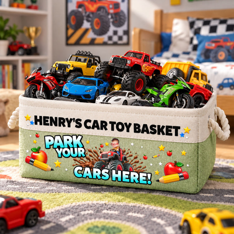 Kid Car Toy Room Decor - Personalized Storage Basket 3