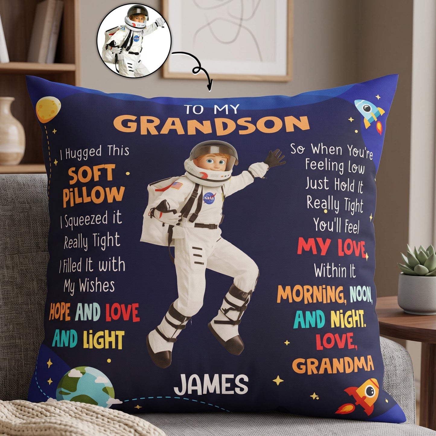 Kid Cartoon Character Hug This Gift - Personalized Pillow 1