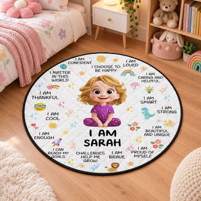 Kid Cartoon Positive Affirmation - Personalized Quilted Mat