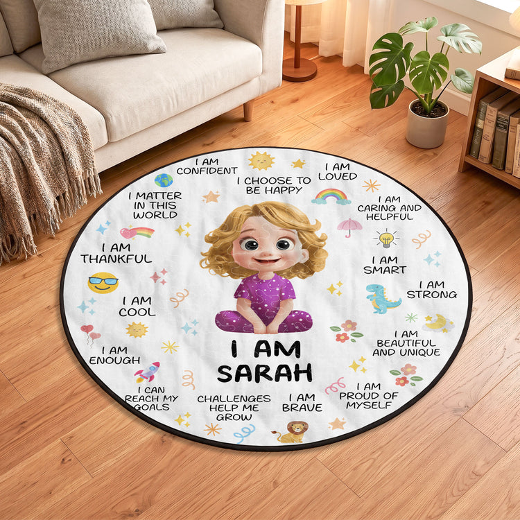 Kid Cartoon Positive Affirmation - Personalized Quilted Mat 2