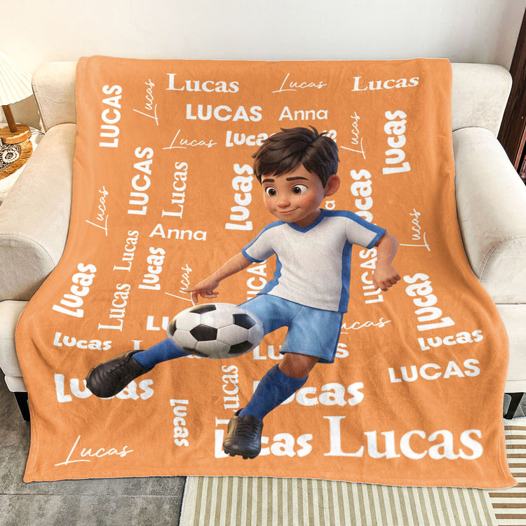Kid Cartoon Style Custom Name - Personalized Blanket 3