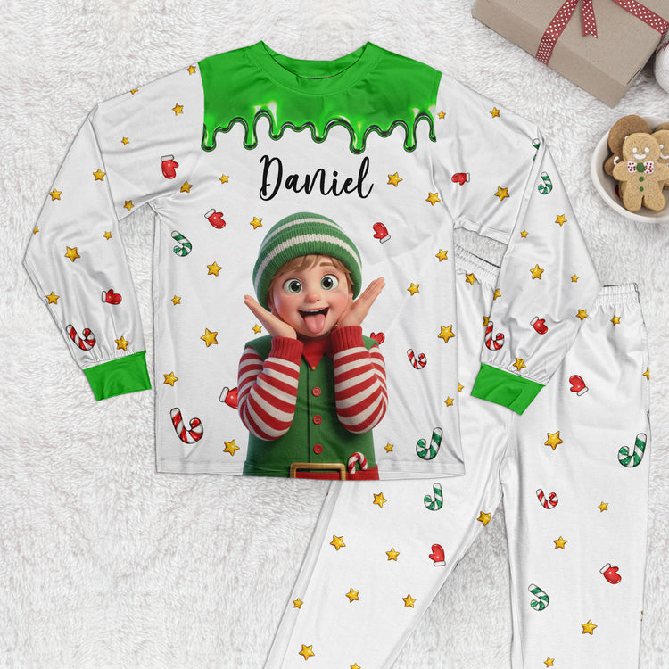 Kid Cartoon Version Christmas - Personalized Pajamas 4