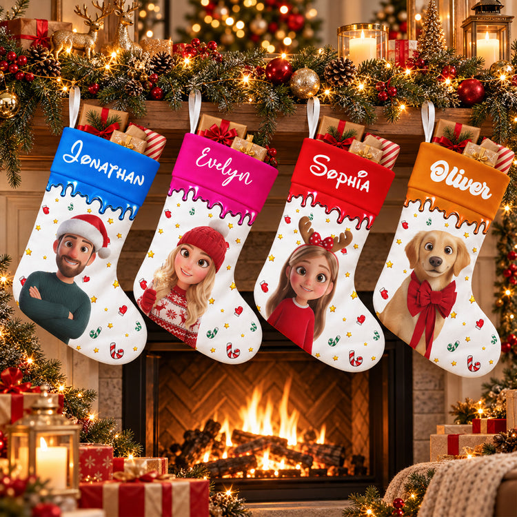 Kid Cartoon Version Christmas - Personalized Stocking 2