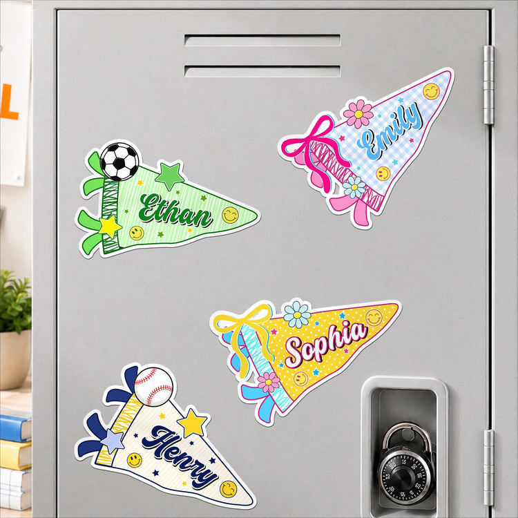 Kid Custom Name Pennant Locker - Personalized Magnet 1
