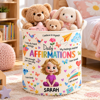 Kid Daily Affirmation Room Decor - Personalized Basket