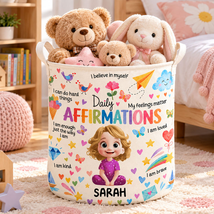 Kid Daily Affirmation Room Decor - Personalized Basket 1