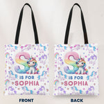 Kid Initial Unicorn, Construction, Monster Truck, Dinosaur Theme - Personalized Tote Bag 3