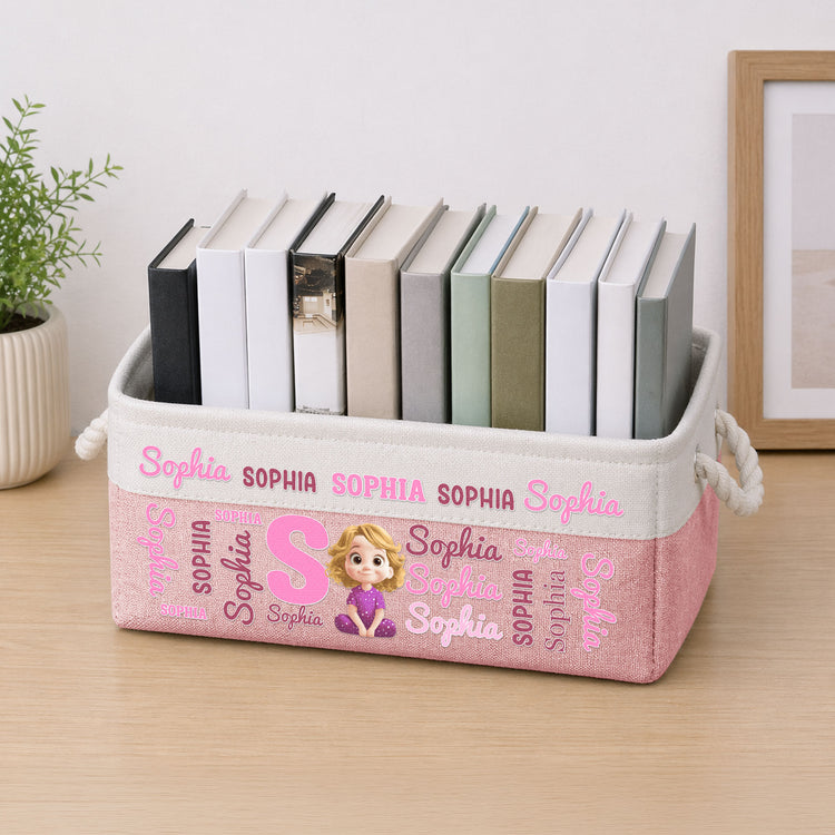 Kid Name Pattern - Personalized Storage Basket 2