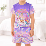 Kid Princess Riding Unicorn Custom Photo - Personalized Kids Clothing Set 2
