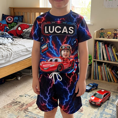 Kid Racing Custom Photo - Personalized Kids Clothing Set