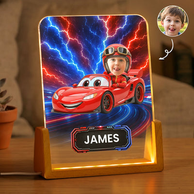 Kid Racing Custom Photo - Personalized Night Light