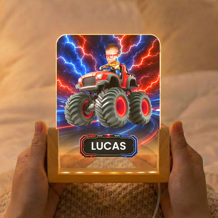 Kid Racing Custom Photo - Personalized Night Light 2