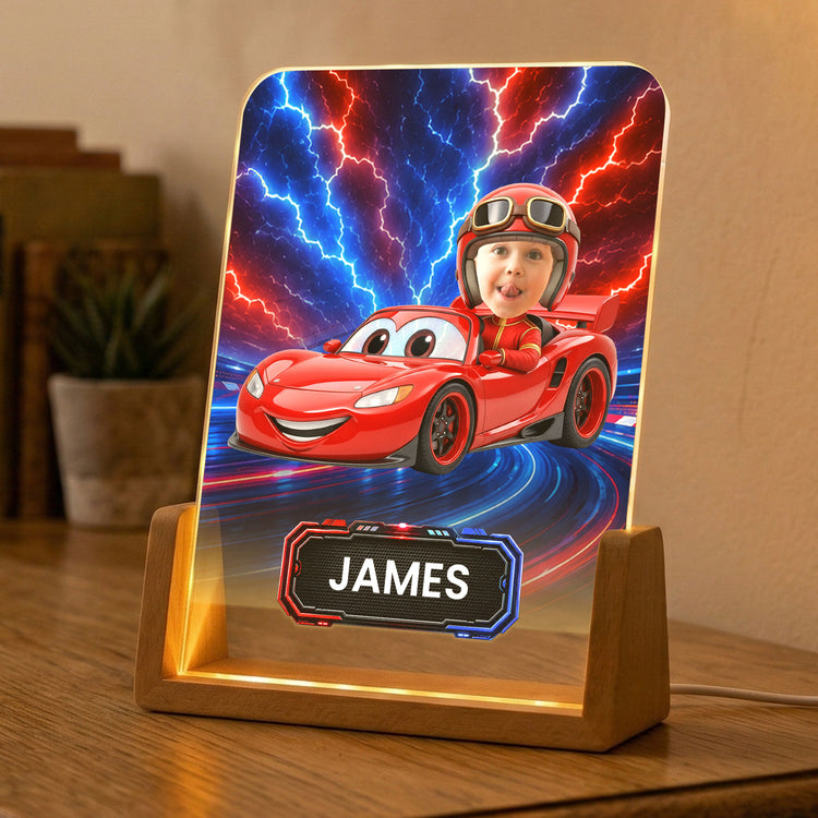 Kid Racing Custom Photo - Personalized Night Light 4