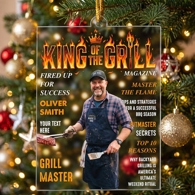 King Of The Grill Magazine Gift For Grill Master - Personalized Ornament