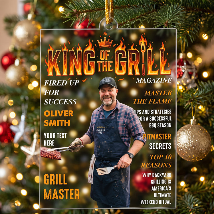 King Of The Grill Magazine Gift For Grill Master - Personalized Ornament 1