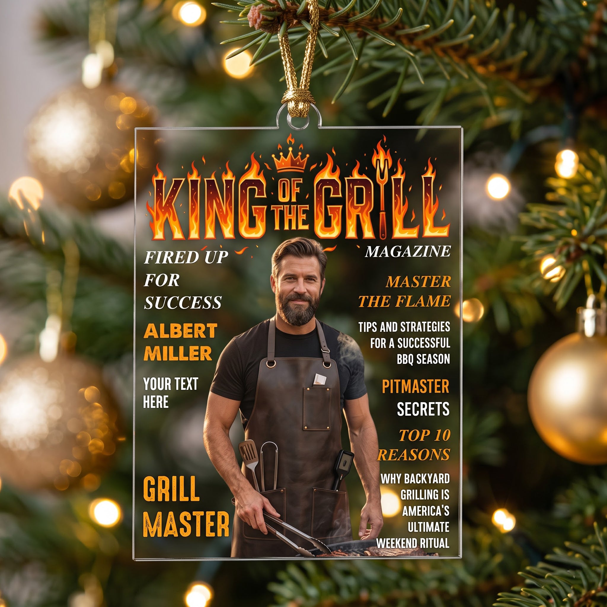 King Of The Grill Magazine Gift For Grill Master - Personalized Ornament 2