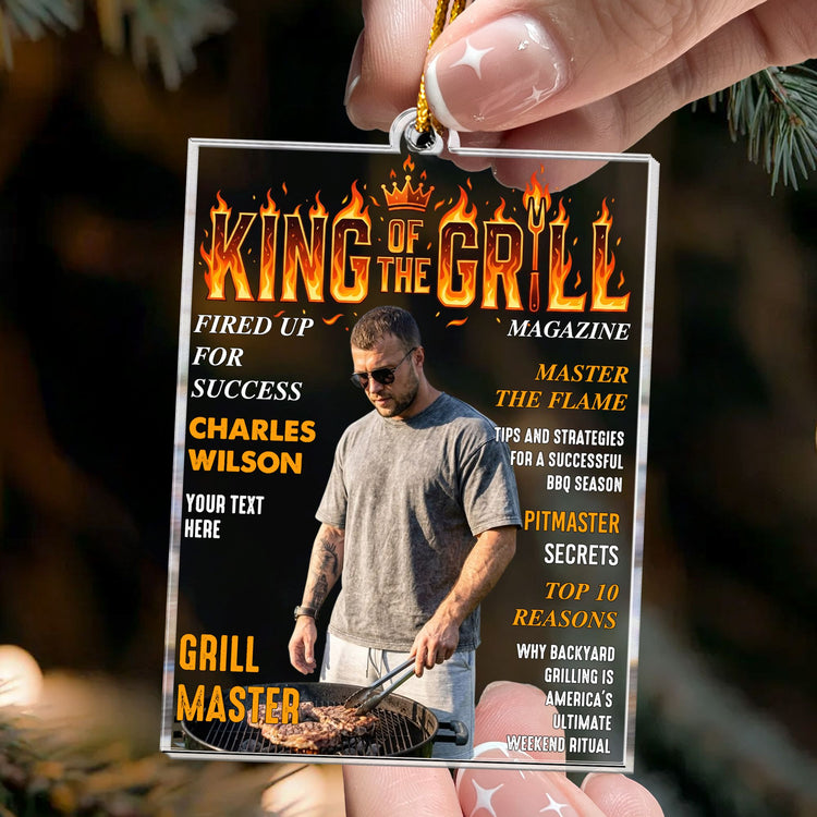 King Of The Grill Magazine Gift For Grill Master - Personalized Ornament 4