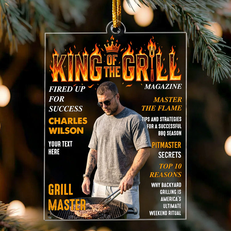 King Of The Grill Magazine Gift For Grill Master - Personalized Ornament 3