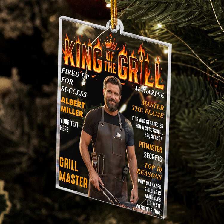 King Of The Grill Magazine Gift For Grill Master - Personalized Ornament 5