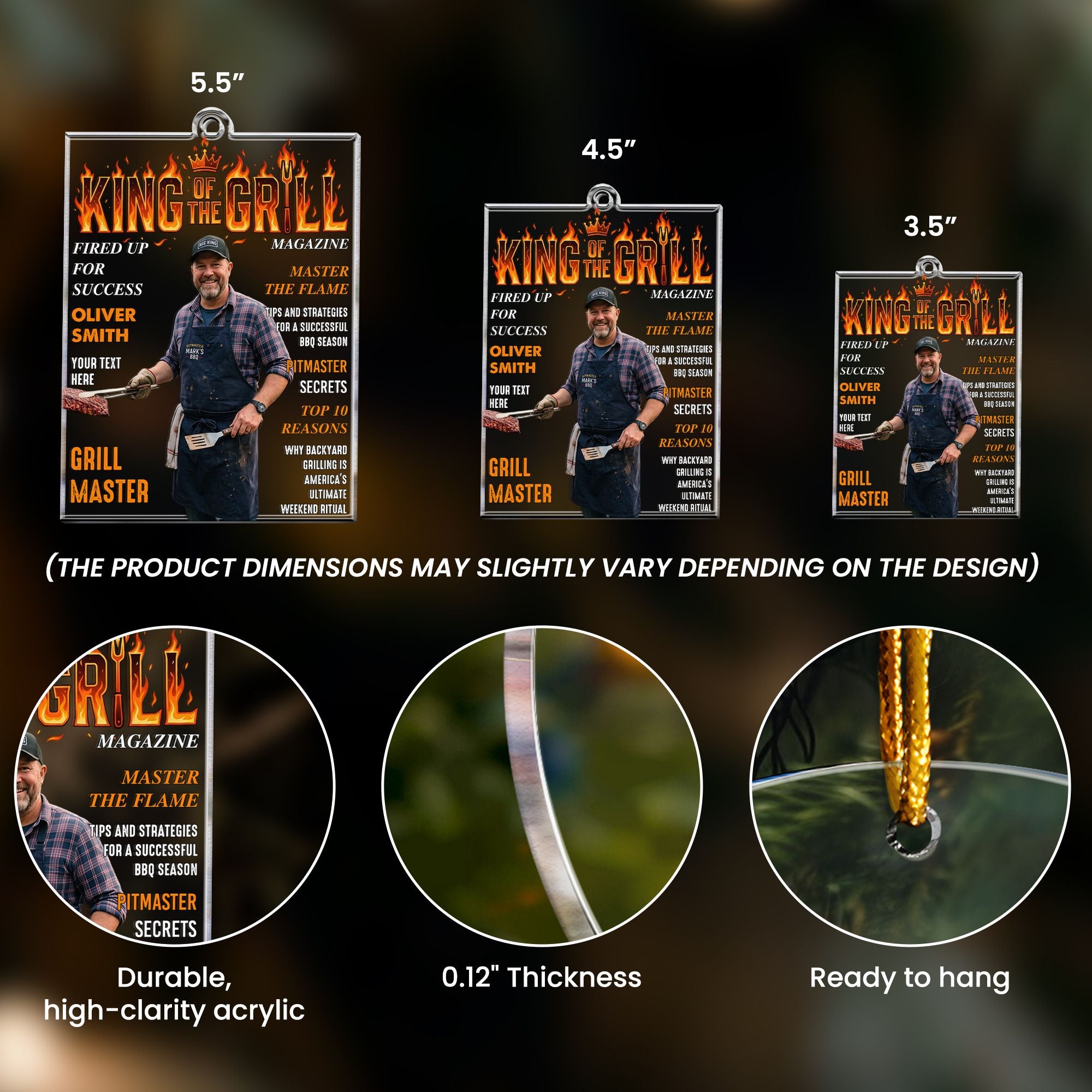 King Of The Grill Magazine Gift For Grill Master - Personalized Ornament 6