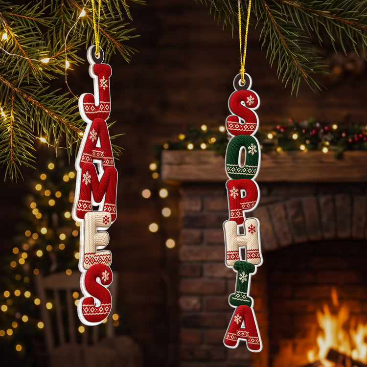 Knitted Pattern Custom Name Christmas Family Keepsake Gift - Personalized Ornament 2