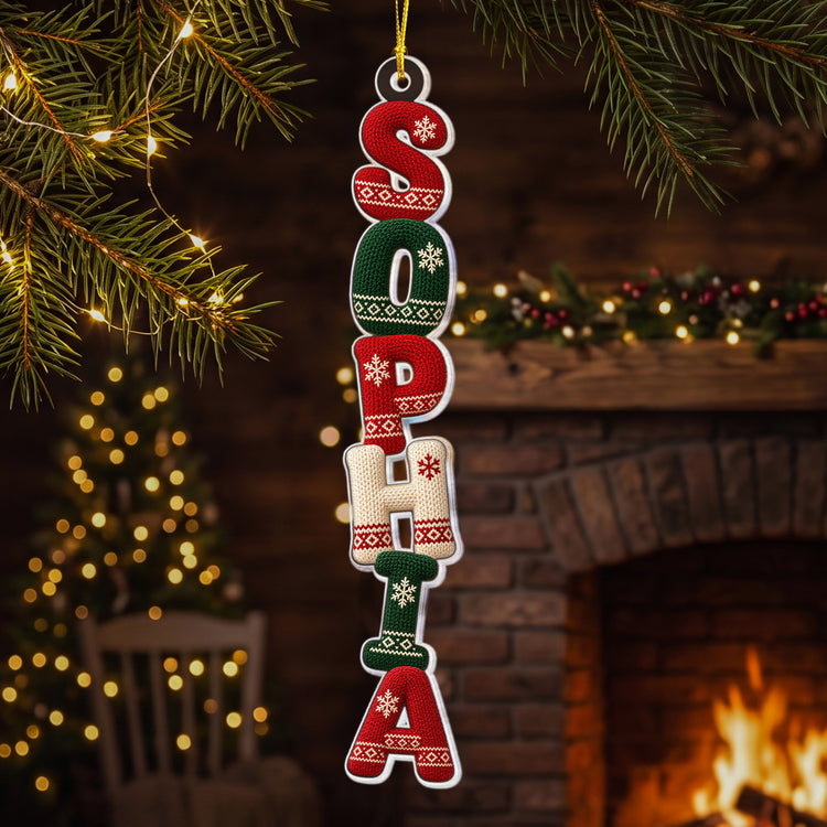 Knitted Pattern Custom Name Christmas Family Keepsake Gift - Personalized Ornament 3