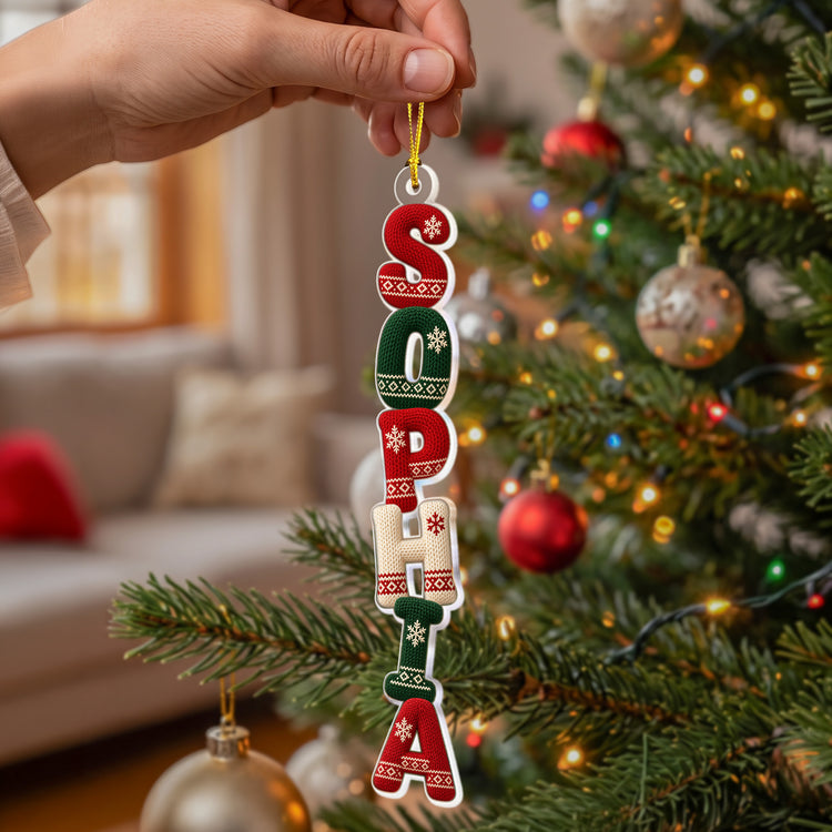 Knitted Pattern Custom Name Christmas Family Keepsake Gift - Personalized Ornament 4