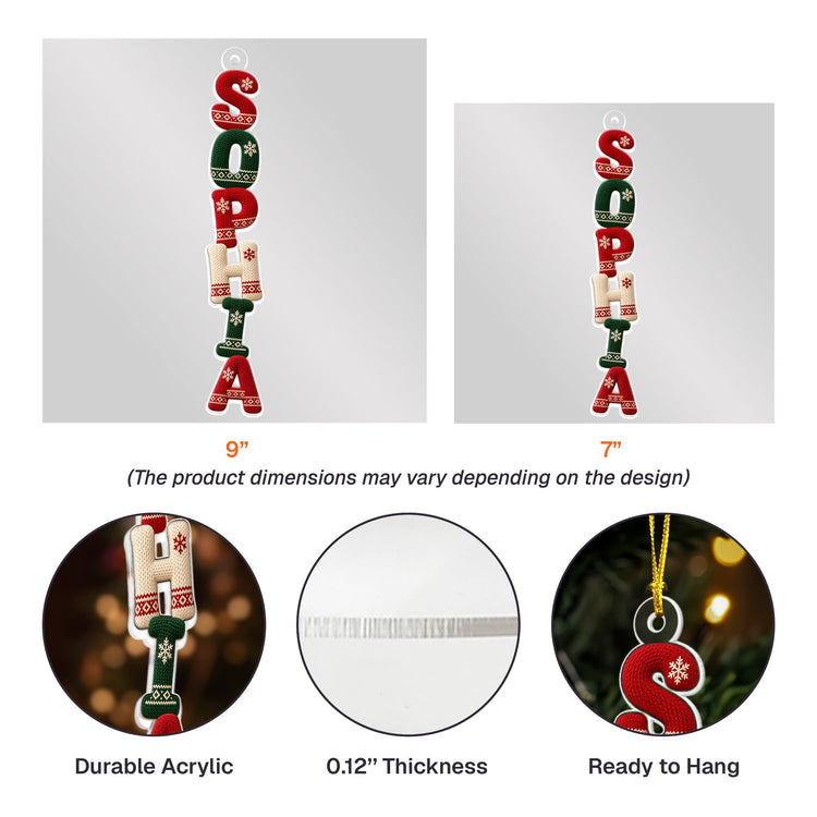 Knitted Pattern Custom Name Christmas Family Keepsake Gift - Personalized Ornament 5