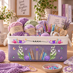 Knitting, Crochet Custom Name & Birth Flower Gift For Knitter, Crocheter - Personalized Storage Basket 3