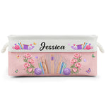 Knitting, Crochet Custom Name & Birth Flower Gift For Knitter, Crocheter - Personalized Storage Basket 4