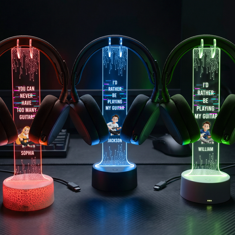 Life Is Better With A Guitar Music Lovers Gifts For Him Her - Personalized Headphone Stand 2