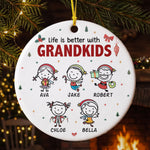 Life Is Better With Grandkids Doodle Christmas - Personalized Ornament 1