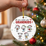Life Is Better With Grandkids Doodle Christmas - Personalized Ornament 2