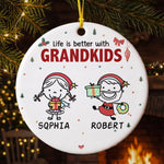 Life Is Better With Grandkids Doodle Christmas - Personalized Ornament 3