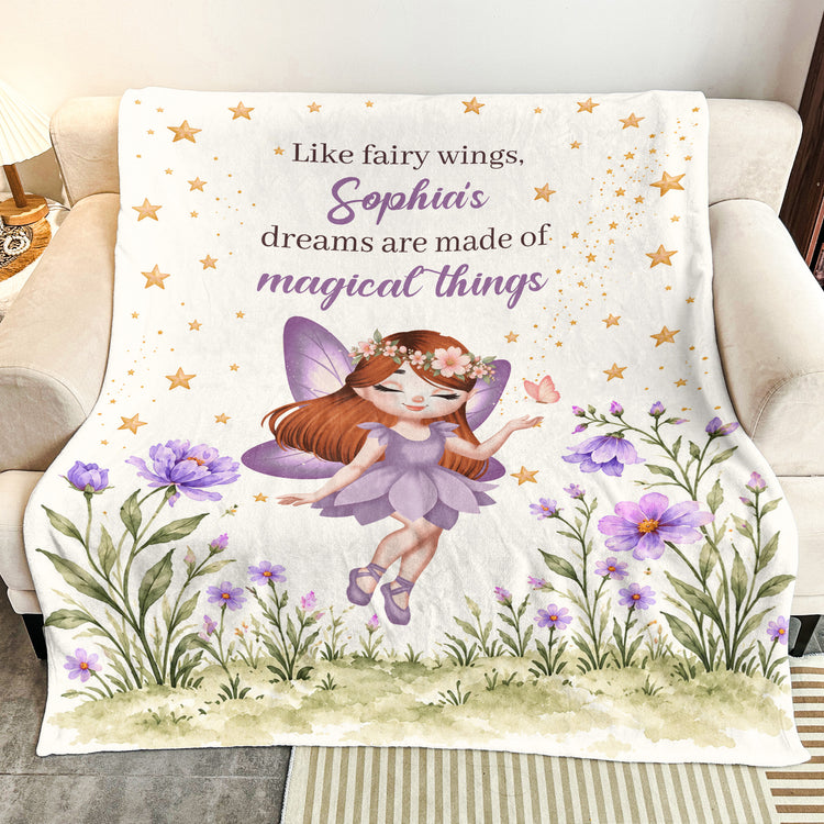 Like Fairy Wings, Little Girls' Dreams Are Made Of Magical Things - Personalized Blanket 3