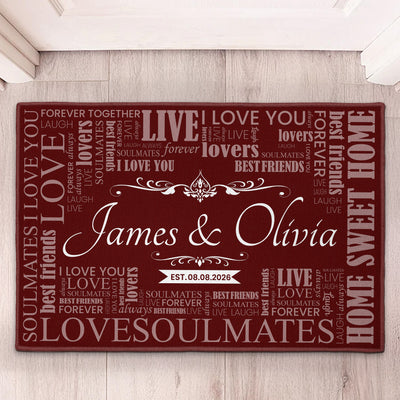 Live Love Home Sweet Home Custom Name Couple New Home Christmas Gift - Personalized Doormat